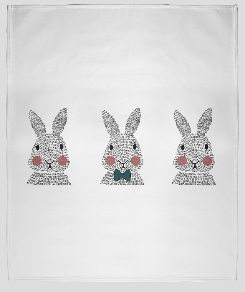 60 x 80 in Easter Bunny Triplets Throw Blanket, Ocean Abyss Green