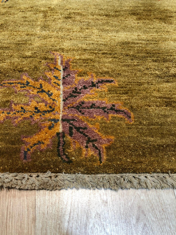 Handmade Wool Brown Transitional All Over Ningxia Rug, 3'10' X 5'9