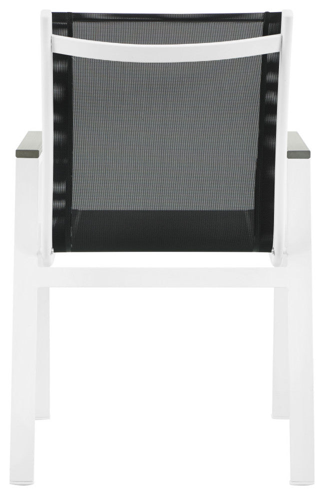 Nizuc Outdoor Patio Dining Chair (Set of 2), Black Fabric, Light Gray Arms