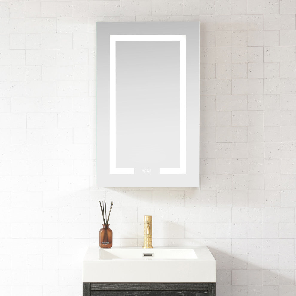Santona Wall Medicine Cabinet, Frameless LED Mirror, Silver, 20"w X 32"h