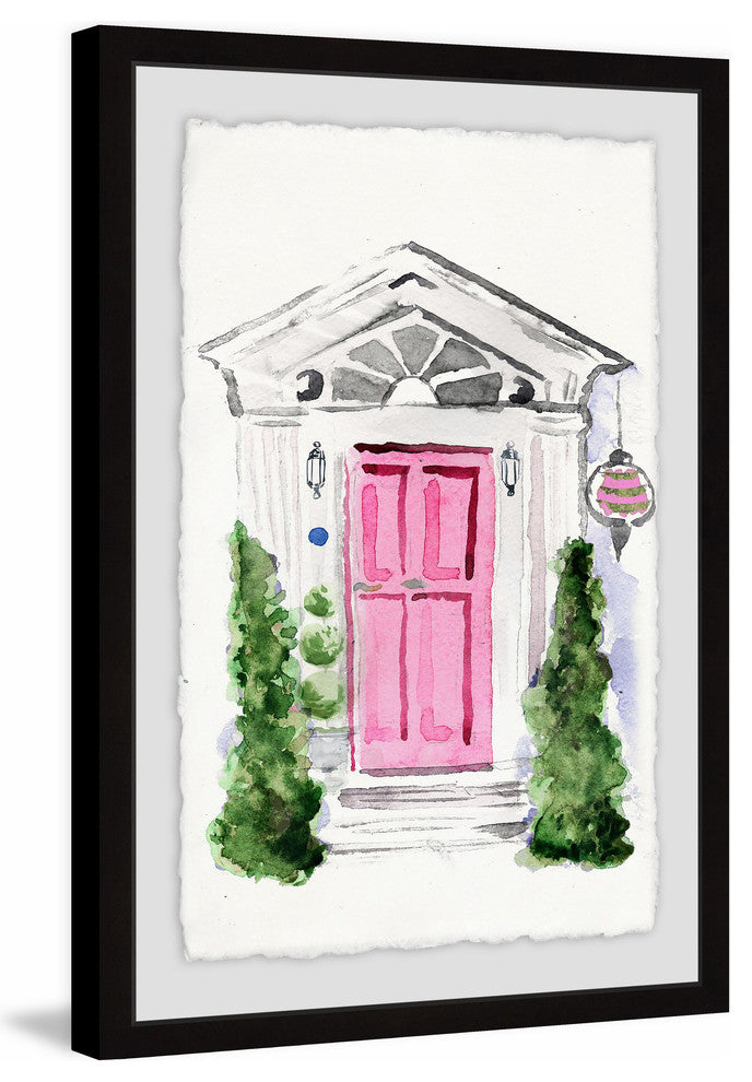 "Pink Door" Framed Painting Print, 12"x18"