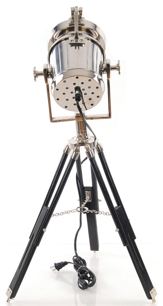 Alum Spot Light On Wooden Stand Aluminum Home Decor