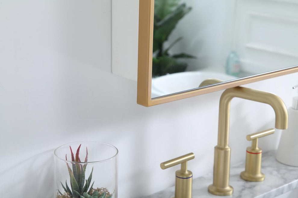 Metal Mirror Medicine Cabinet 20"x28", Brass Finish