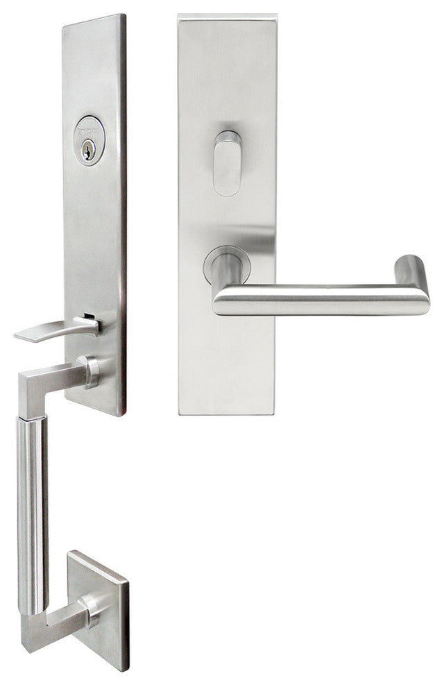 Stuttgart Lever, Mortise Entry Handleset, RHR, Satin Stainless Steel