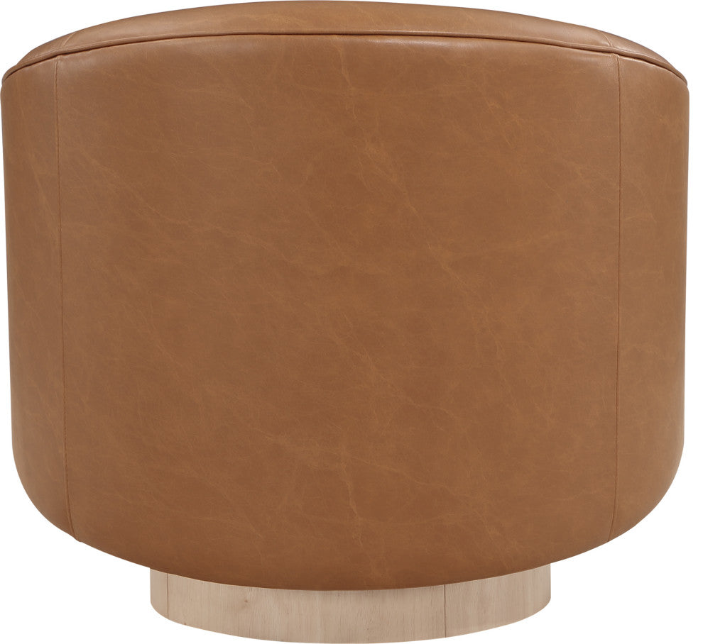 Gibson Vegan Leather Swivel Accent Chair, Cognac