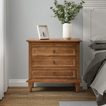 3-Drawer Nightstand With  Built-In Outlets, Acorn