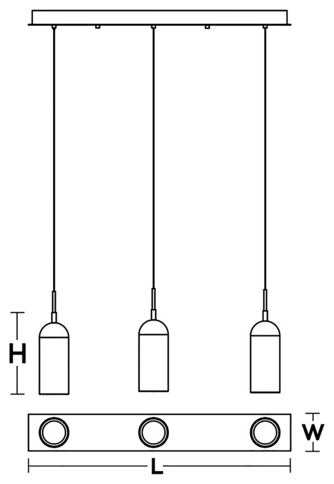 Kiran 3-Light Linear Pendant, 120V, 45W, 3000K, Black