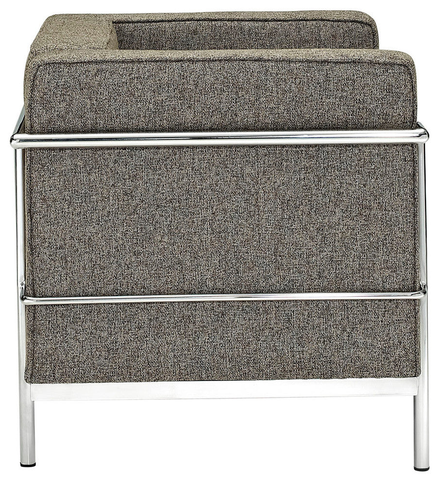 Modern Contemporary Living Room Armchair and Sofa, Oatmeal, 2-Piece Set