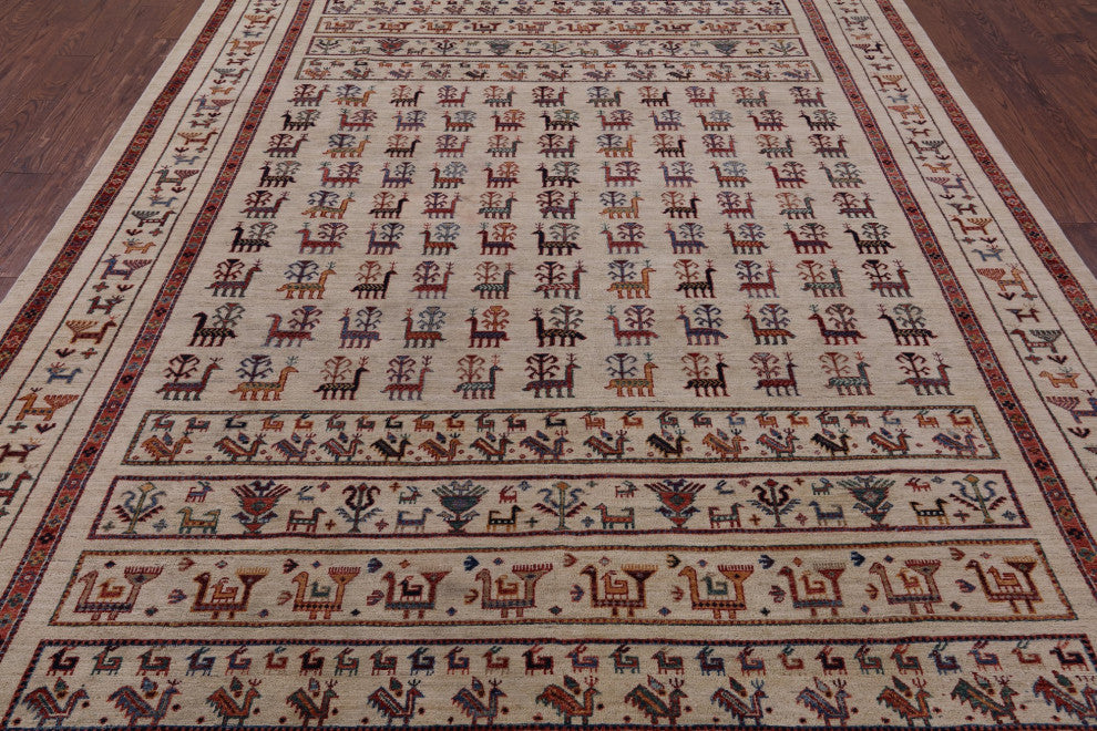 Tribal Persian Gabbeh Hand Knotted Wool Rug 8' 1" X 11' 4" Q11129