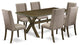 X777Fl716-7, 7-Piece Small Table Set, 6 Chairs and Dinner Table Hardwood