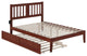 Pemberly Row Solid Wood Full Bed with Twin Trundle and USB Charger in Walnut