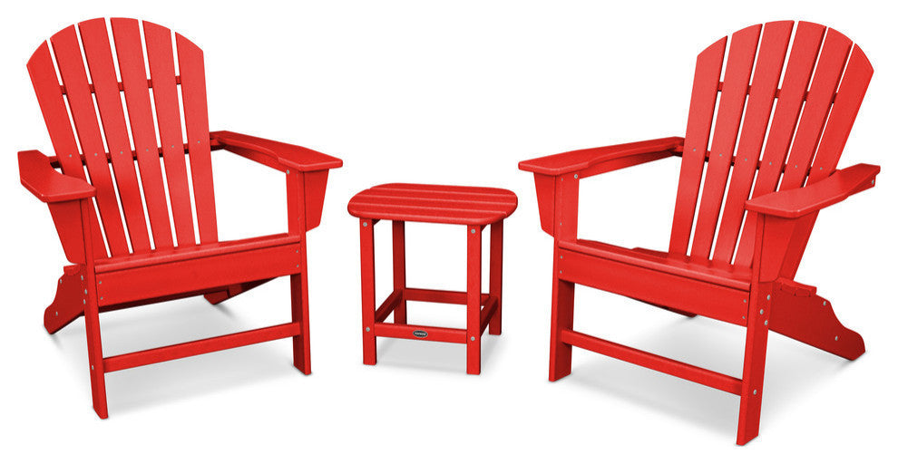 Polywood South Beach Adirondack 3-Piece Set, Sunset Red