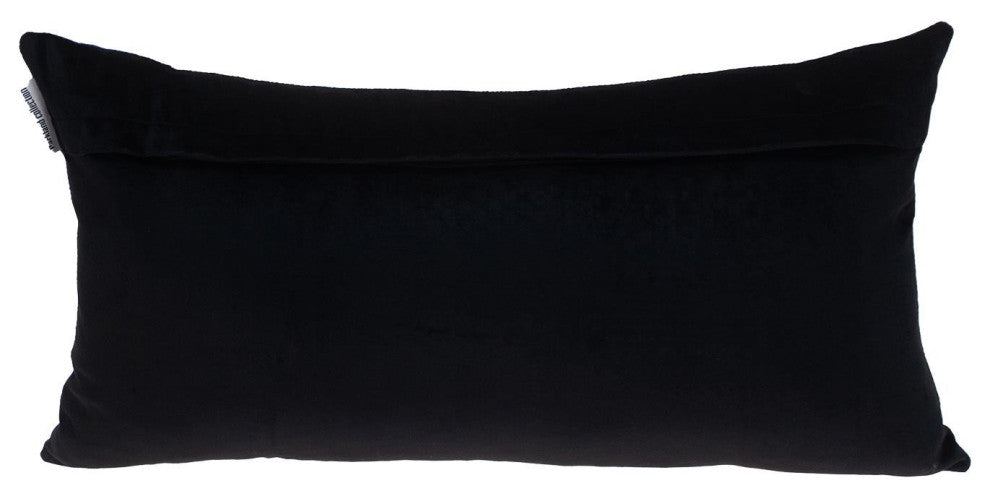 Black Gold and Blue Tufted Velvet Lumbar Pillow