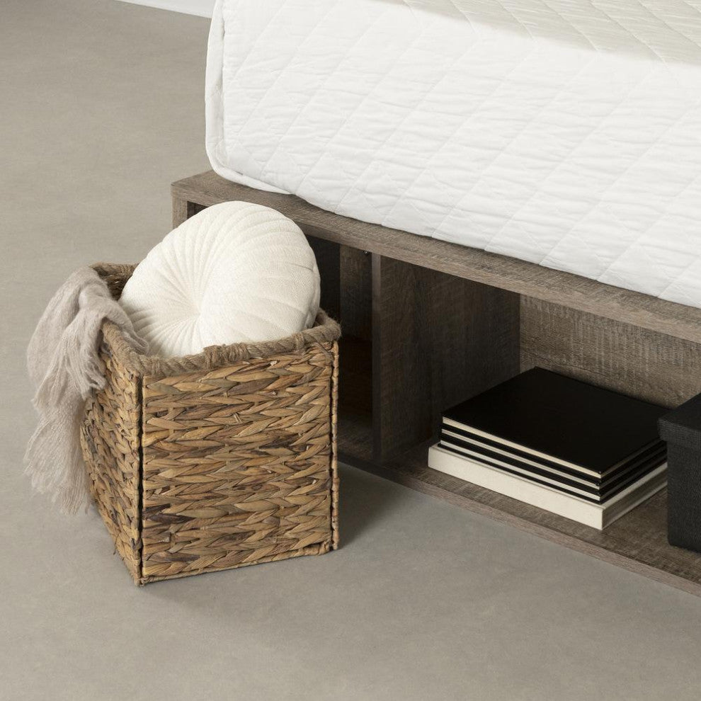 Prairie Storage Bed with Baskets, Weathered Oak
