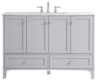 Elegant Decor Sommerville 48" Single Quartz Top Bathroom Vanity in Gray