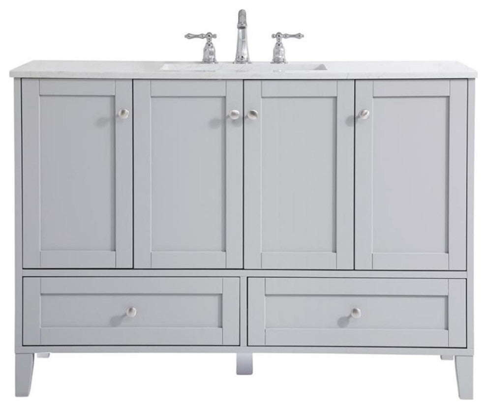 Elegant Decor Sommerville 48" Single Quartz Top Bathroom Vanity in Gray