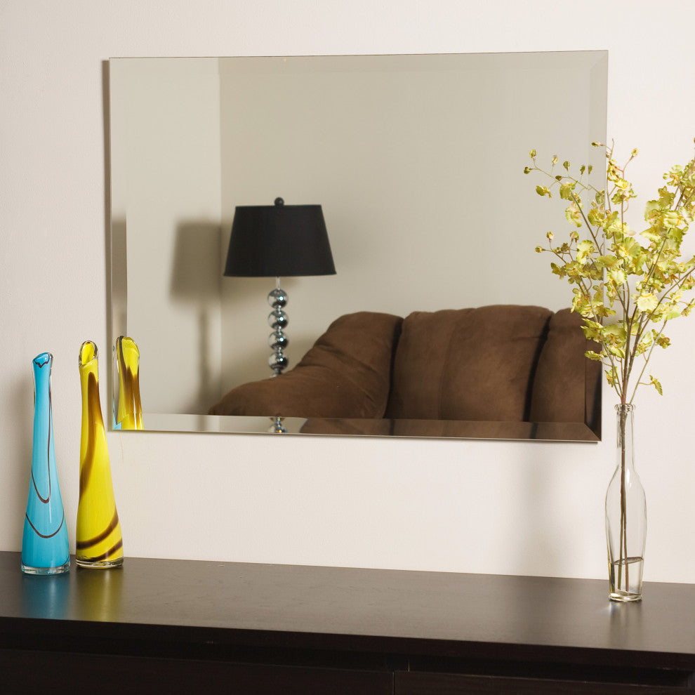 Frameless Square Beveled Mirror, 22" X 28"