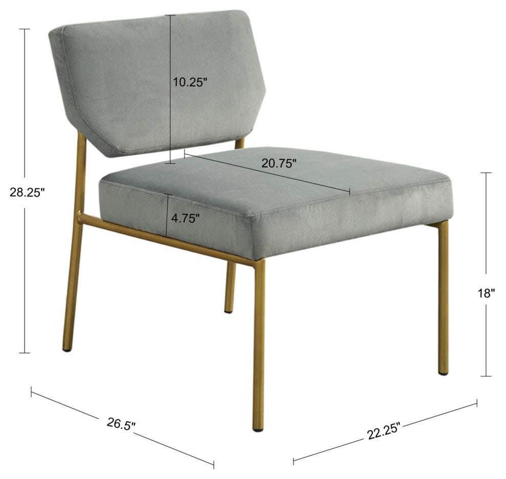 INK+IVY Roxie Scandinavian Low-Back Armless Slipper Chair, Grey