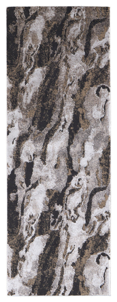 Weave & Wander Kayden Rug, Charcoal Gray/Beige, 2'-10" X 7'-10"