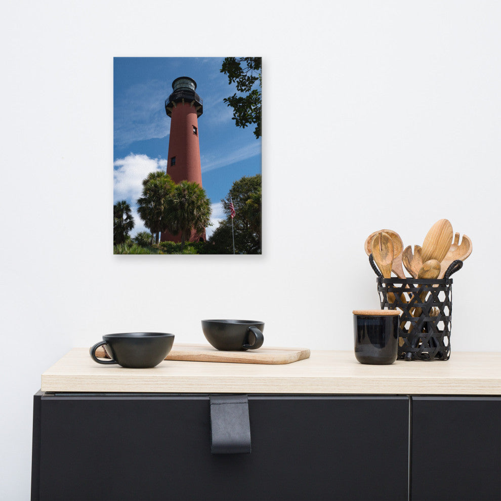 Jupiter Lighthouse 2 Color Coastal Landscape Canvas Wall Art Print, 12" X 16"