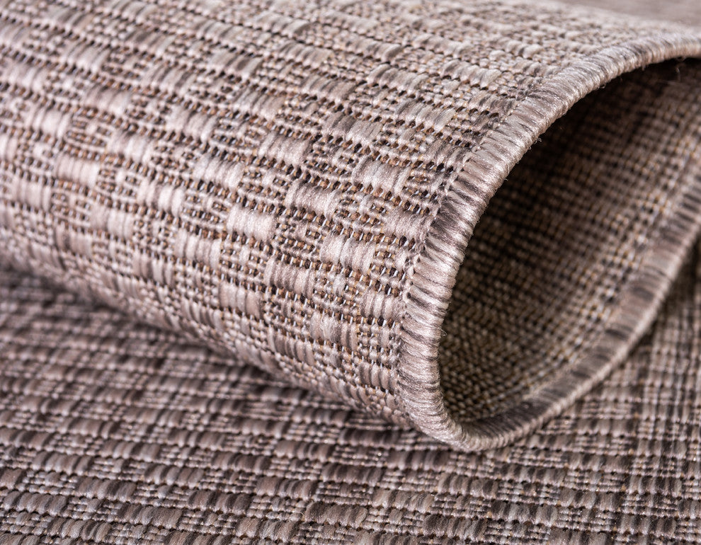 Unique Loom Beige Solid Outdoor 6' 0 x 9' 0 Area Rug