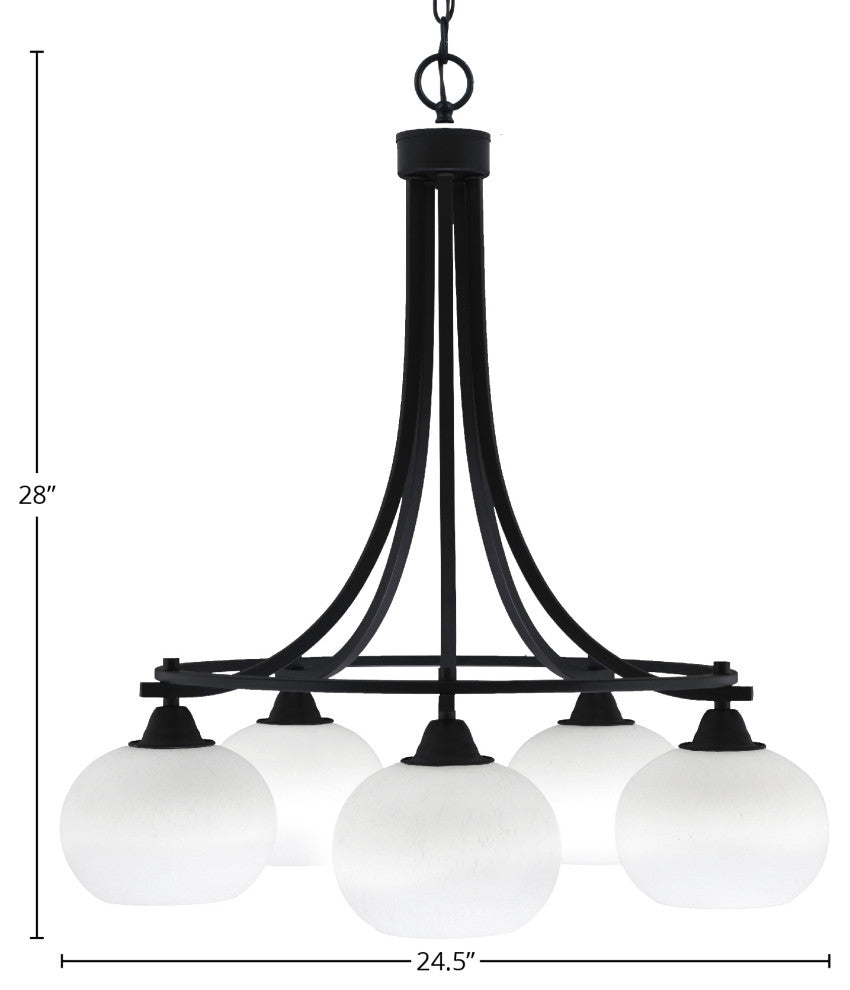 Paramount 5-Light Chandelier, Matte Black, 7" White Muslin Glass