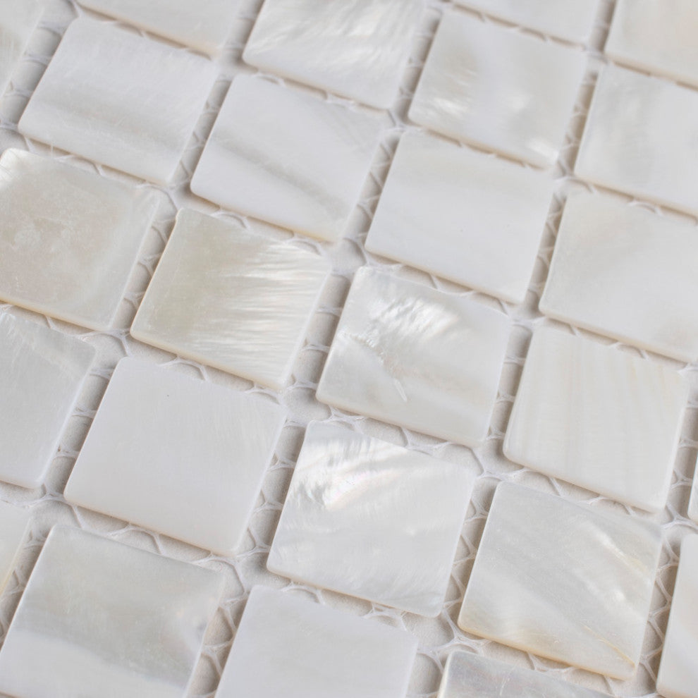 Conchella Square White Natural Shell Wall Tile