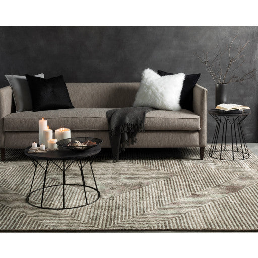 Surya Quartz QTZ-5000 5'x7'6" Rug, Ice Blue/Charcoal
