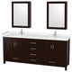 80"DBL Vanity Espresso, Carrara Cult. Marble Countertop, Sinks, Med. Cabinets