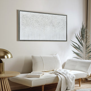 White Snow B Textured Metallic Hand Painted Wall Art Framed Canvas