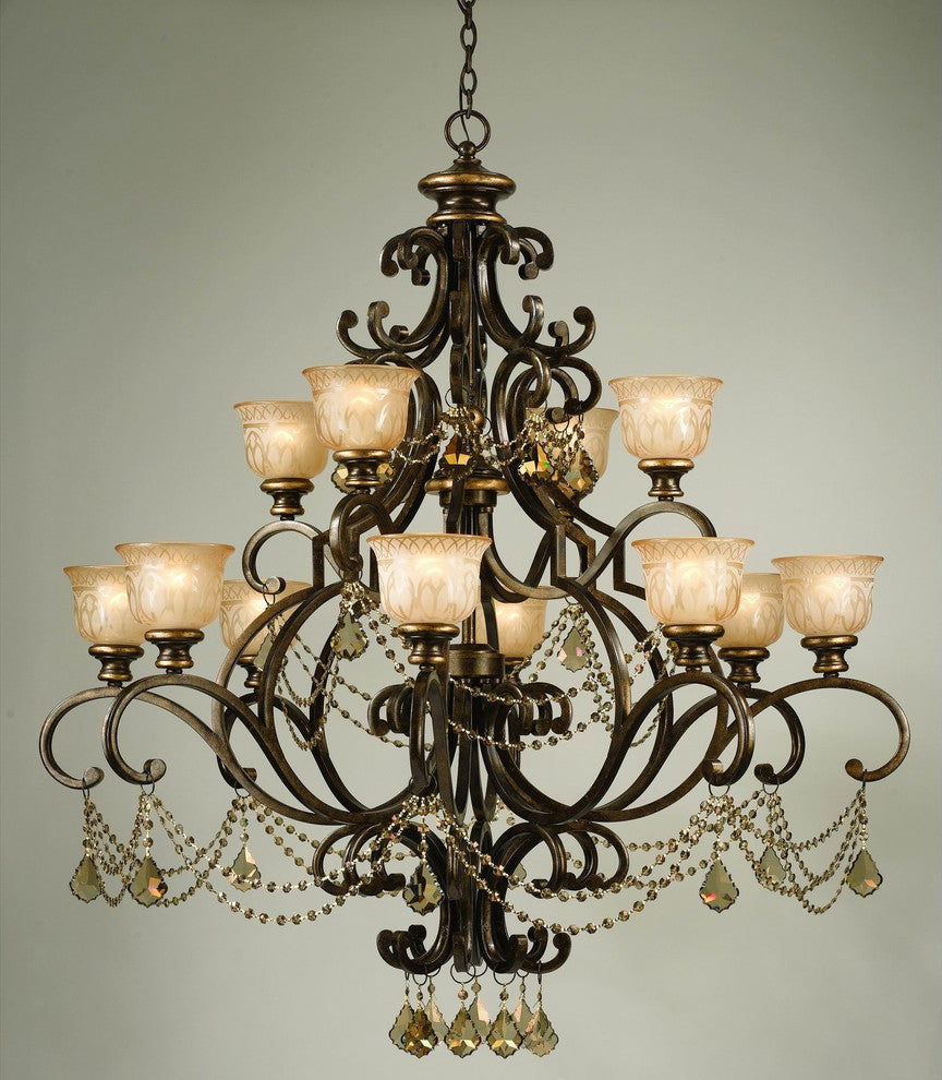 Crystorama 7512-BU-GT-S, 12-Light Chandelier, Bronze Umber