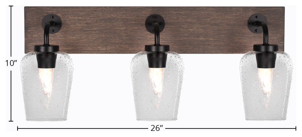 Oxbridge, Bath Bar, Matte Black & Painted Distressed Metal, 5" Clear Bubble