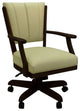 Classic Caster Swivel Dining Chair on Wheels, Solid Wood, Ocean Beige Vinyl - Dark Walnut