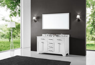 60" Double Sink Bathroom Vanity With Carrara Marble Top