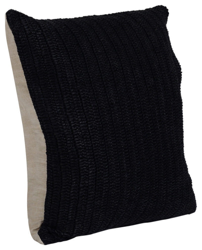 Marcie Knitted 22" Throw Pillow by Kosas Home, Black