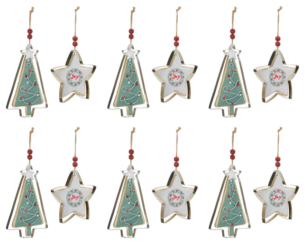 Tree and Star Cookie Cutter Ornament, 12-Piece Set