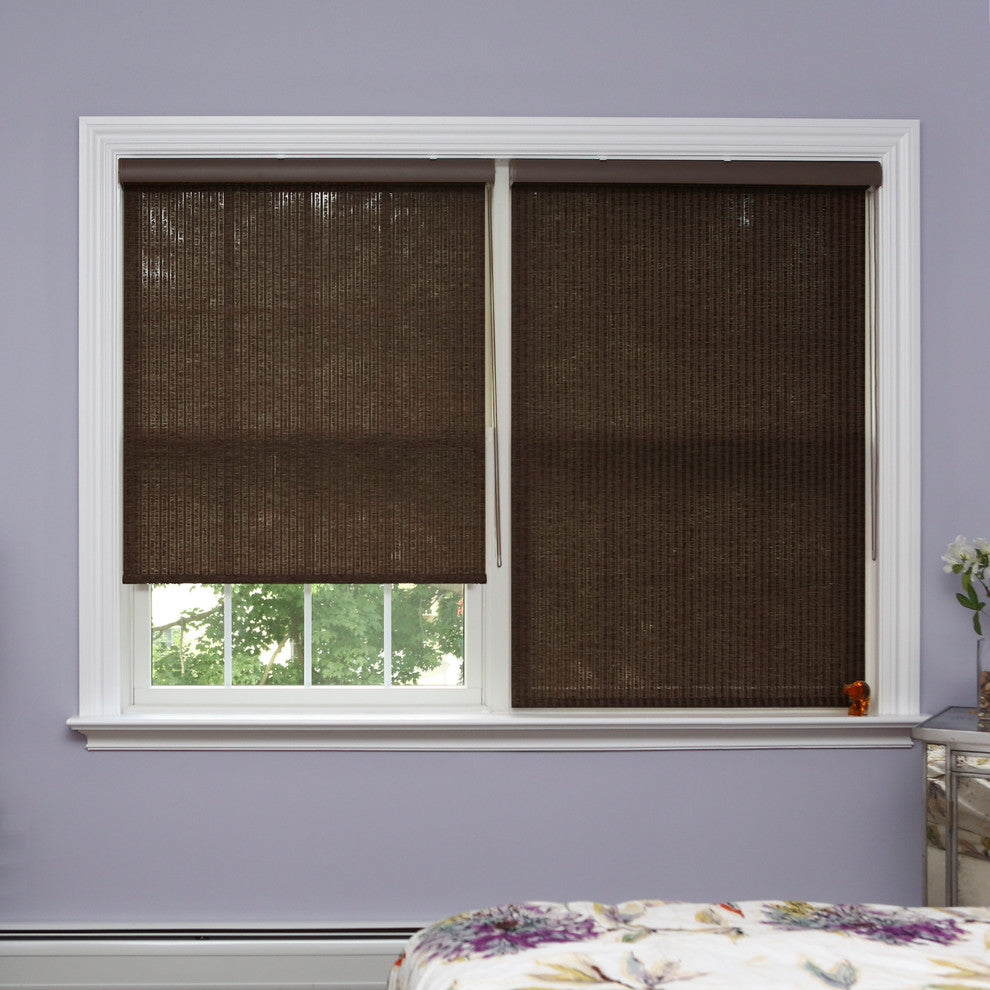 Samoa Premium Single Roller Window Shade, Chocolate, 33"