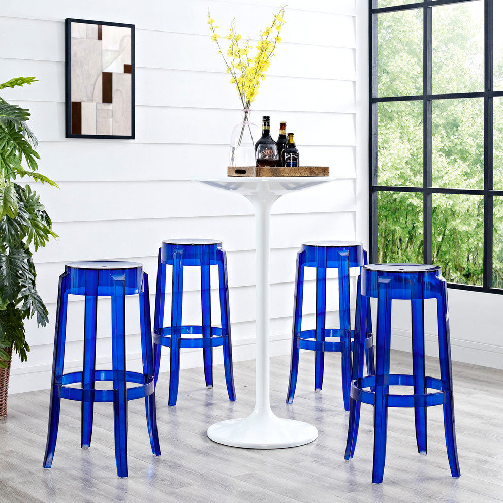 Modern Blue Casper Bar Stool Set of 4