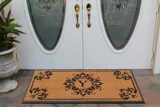 A1HC Hand-Crafted 24"x48" Rubber Coir Double/Single Monogrammed, Y