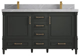 Aberdeen 60 Double Bathroom Vanity in Black Top 2" Pearl Gray