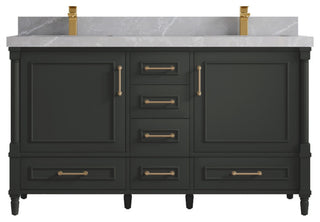 Aberdeen 60 Double Bathroom Vanity in Black Top 2" Pearl Gray