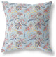 20" Sky Blue Red Roses Indoor Outdoor Throw Pillow