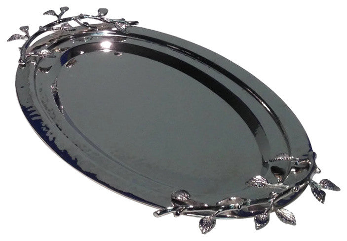Heim Concept Sparkle Silver Leaf Oval Tray