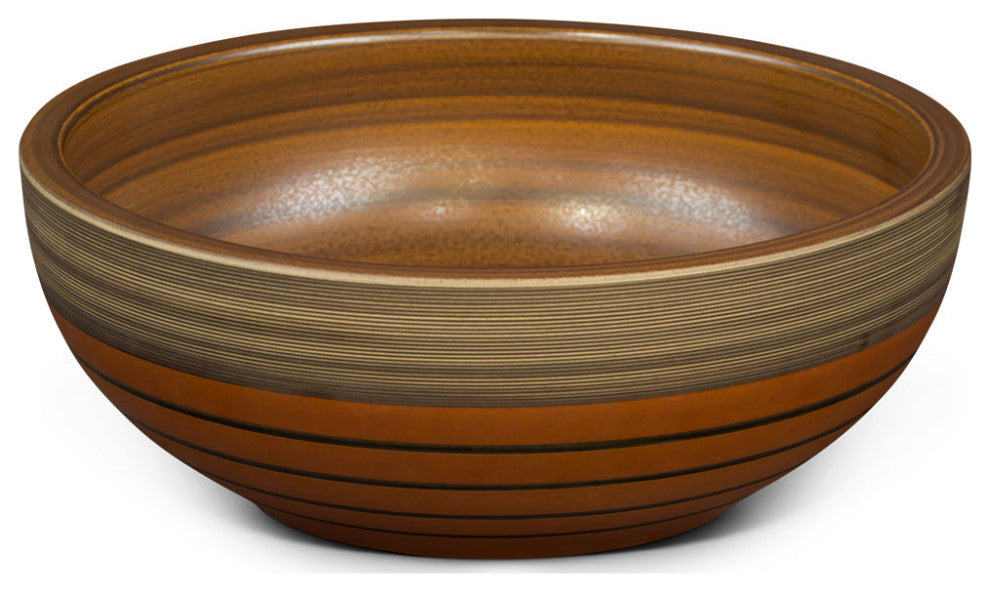 16in Earth Tone Oriental Porcelain Basin