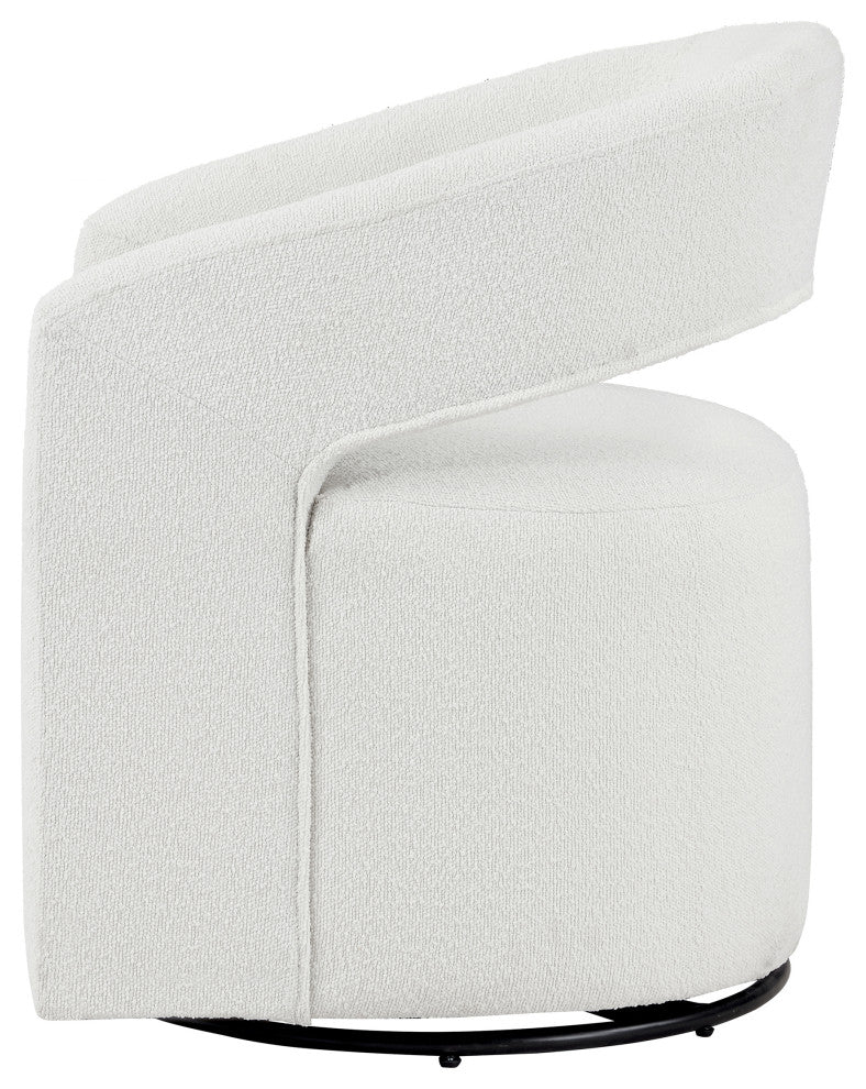 Mindy Boho Boucle Upholstered Swivel Accent Barrel Chair, White
