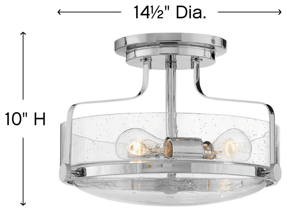 Hinkley Harper 14.5" Semi-Flush Ceiling Light, Chrome