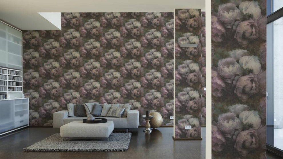 Sample, Floral Textured Wallpaper Featuring Peonies, 373922