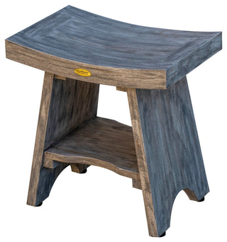 CoastalVogue Serenity 18" Eastern Style Teak Shower Bench Stool With Shelf