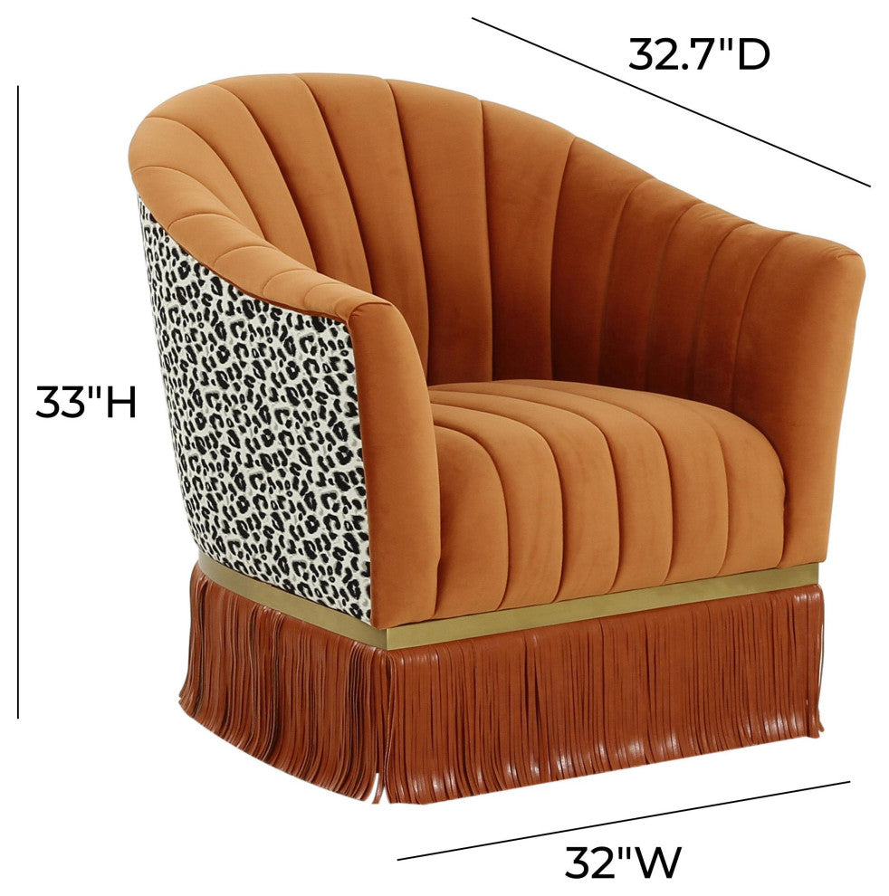 Enid Cinnamon Velvet Swivel Chair