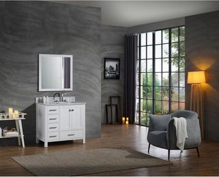 Ariel Cambridge 37" Vanity, White, Rectangular Sink With Mirror, Right Offset